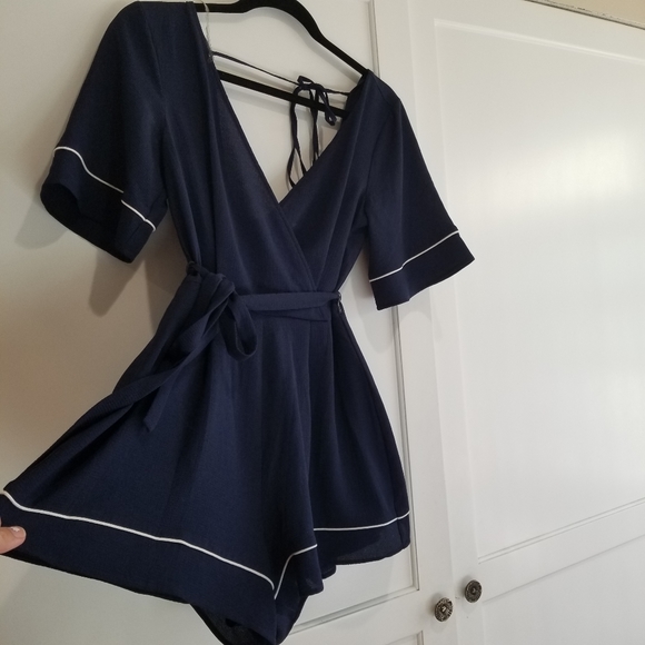 Trixxi navy blue sailor style romper - Picture 2 of 5